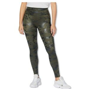 Spanx Green Camo Leggings Faux Leather High Rise Size M